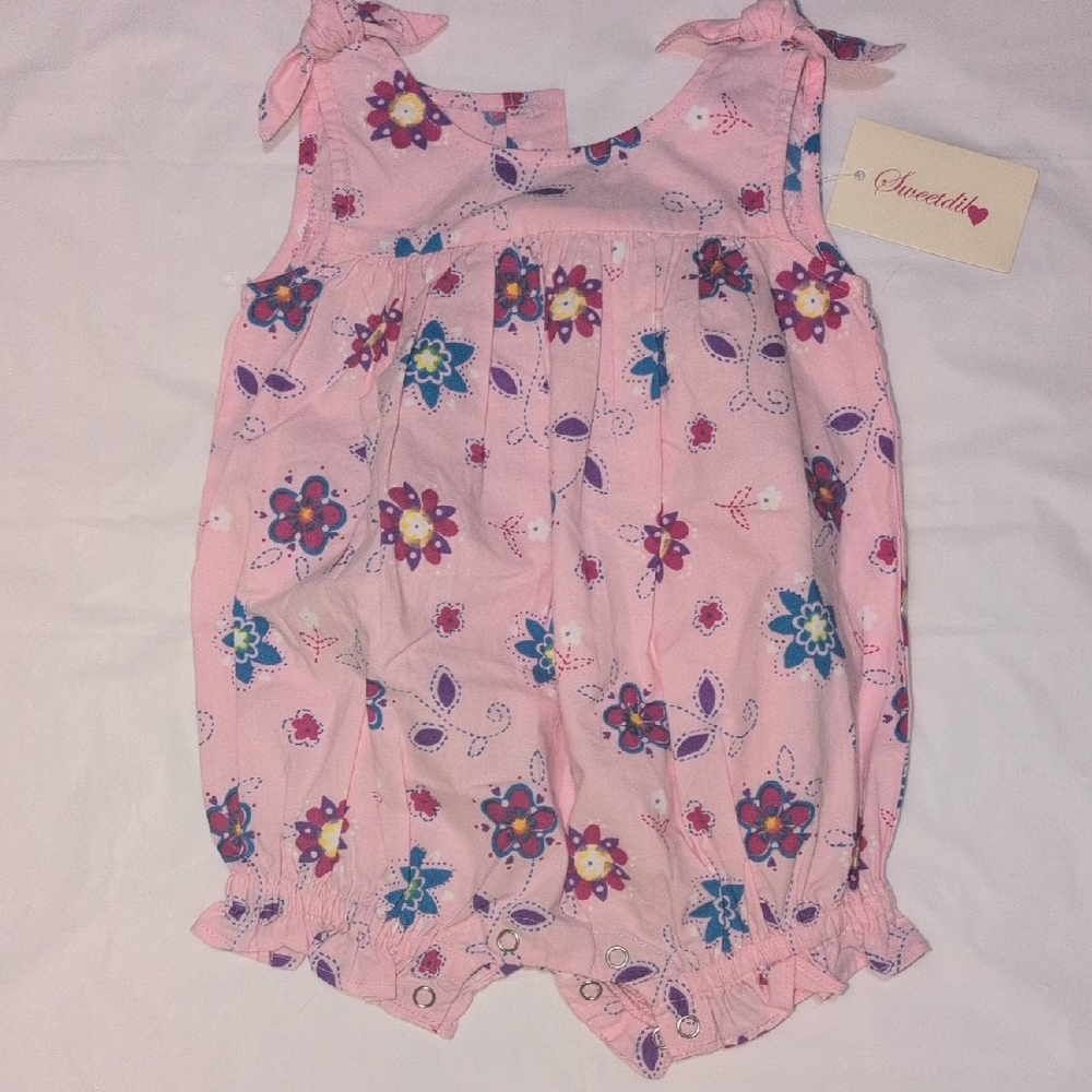 Sweetdil Pink Floral Baby Romper SZ 9m